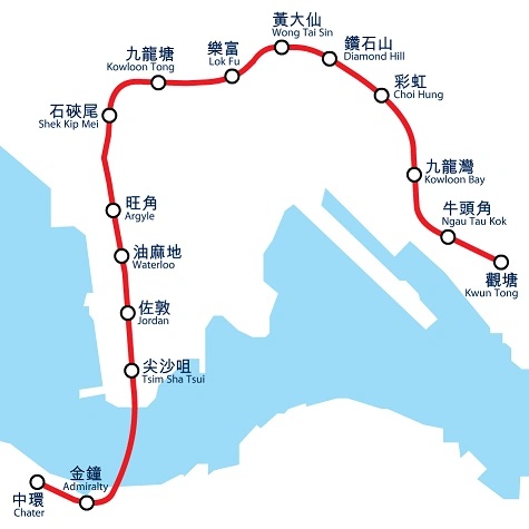 MTR Kwun Tong Line map