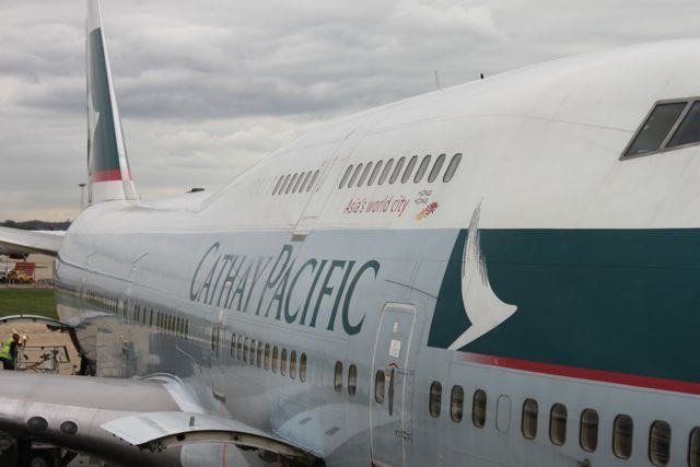 Cathay Pacific Boeing 747 on the tarmac with Asia's World City livery