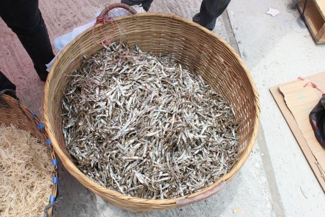 Basket of dried fish at a Hong Kong market