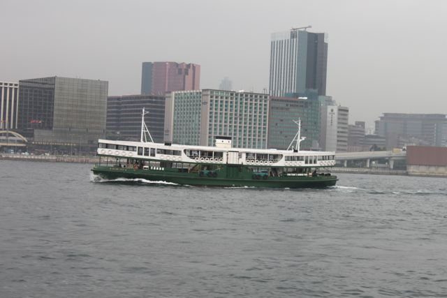 Star Ferry crossing the harbour towards the Kowloon waterfront